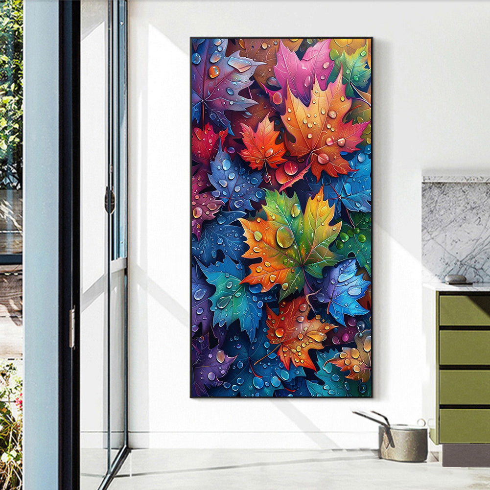 Colorful Maple Leaves - Full Round Drill Diamond Painting 40*70CM