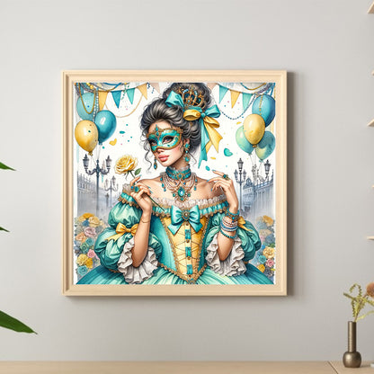 French Retro Girl - Full Round Drill Diamond Painting 40*40CM