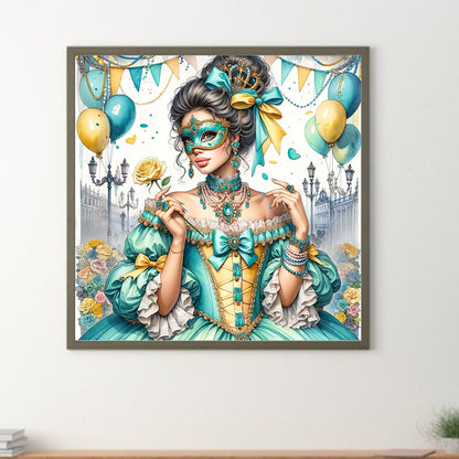 French Retro Girl - Full Round Drill Diamond Painting 40*40CM