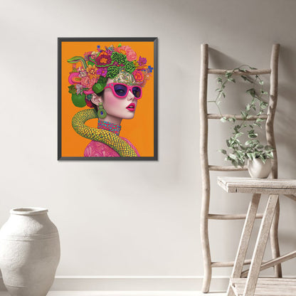 Snake And Girl - Full AB Round Drill Diamond Painting 40*50CM