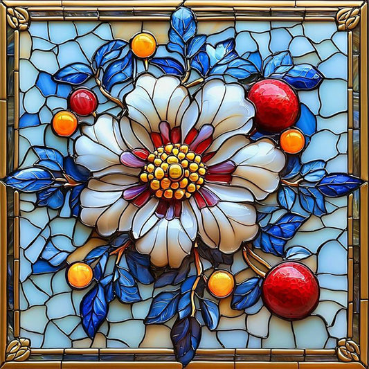 Glass Style Flowers - Full Round Drill Diamond Painting 40*40CM