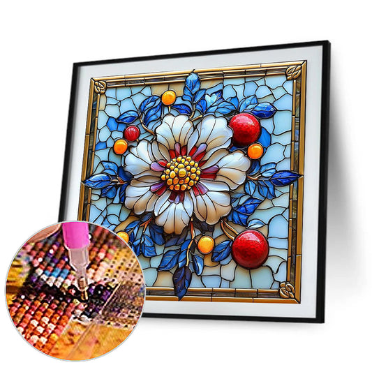Glass Style Flowers - Full Round Drill Diamond Painting 40*40CM