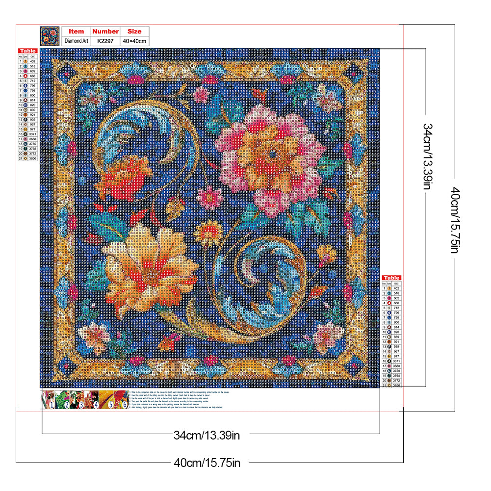 Glass Style Flowers - Full Round Drill Diamond Painting 40*40CM