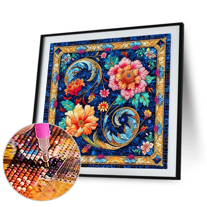 Glass Style Flowers - Full Round Drill Diamond Painting 40*40CM