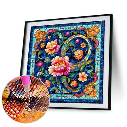 Glass Style Flowers - Full Round Drill Diamond Painting 40*40CM