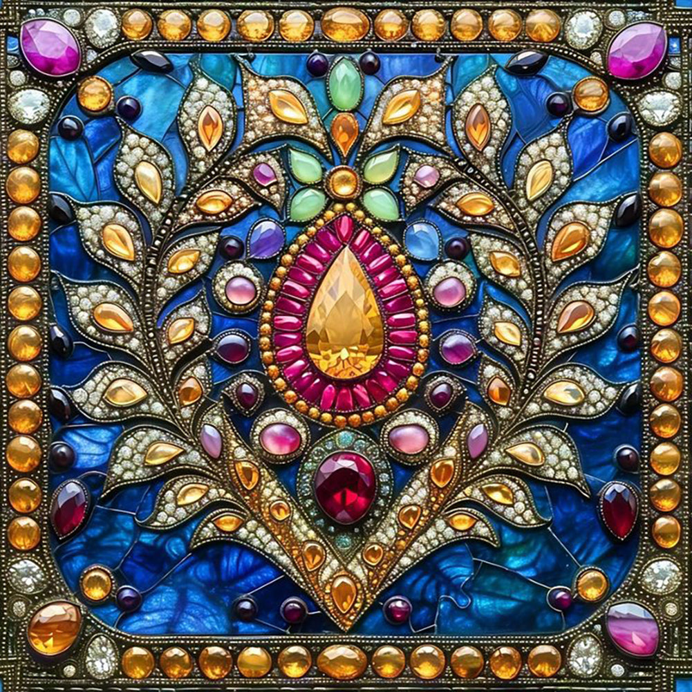 Glass Style Flowers - Full Round Drill Diamond Painting 40*40CM