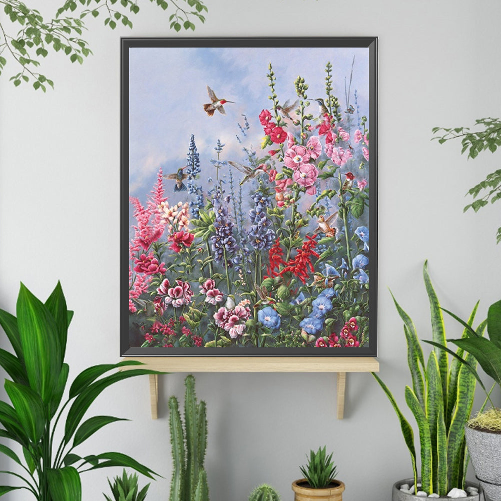 Birds Among Flowers - Full Square Drill Diamond Painting 40*50CM