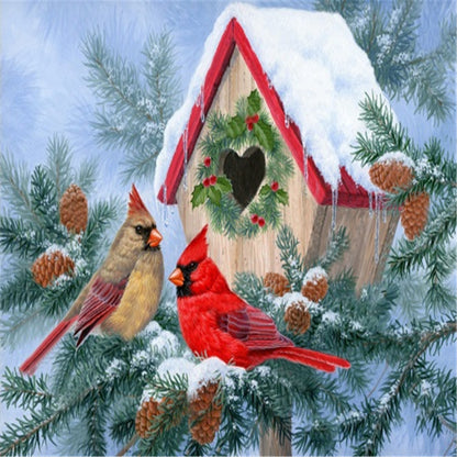Winter Cardinal - Full Square Drill Diamond Painting 50*40CM