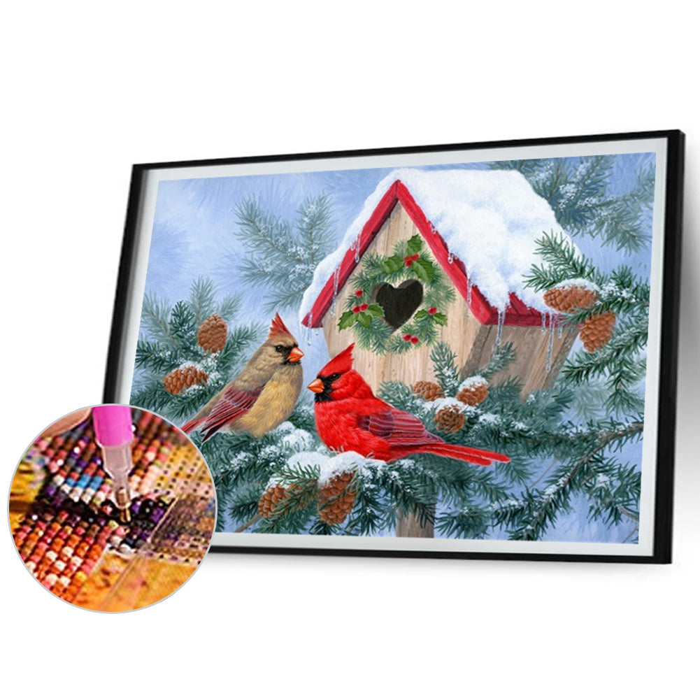 Winter Cardinal - Full Square Drill Diamond Painting 50*40CM