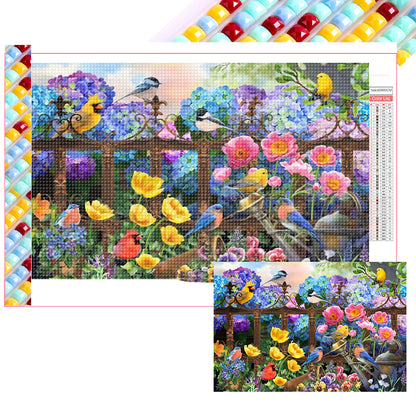 Birds On Fence - Full Square Drill Diamond Painting 60*40CM