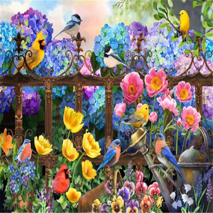 Birds On Fence - Full Square Drill Diamond Painting 60*40CM