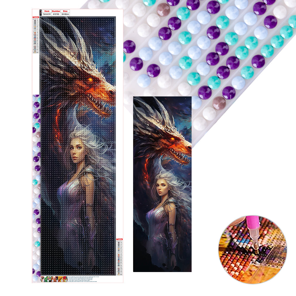 Dragon And Girl - Full Round Drill Diamond Painting 30*90CM