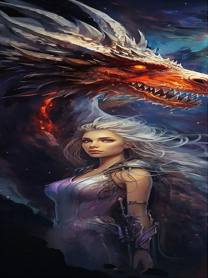 Dragon And Girl - Full Round Drill Diamond Painting 30*90CM