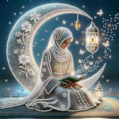 Pray Under The Moon - Special Shaped Drill Diamond Painting 30*30CM