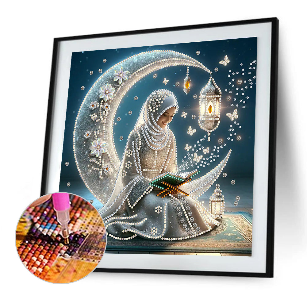 Pray Under The Moon - Special Shaped Drill Diamond Painting 30*30CM