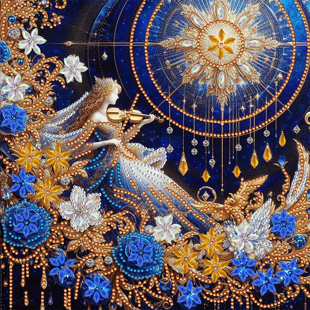 Flower Violin Performance - Special Shaped Drill Diamond Painting 30*30CM