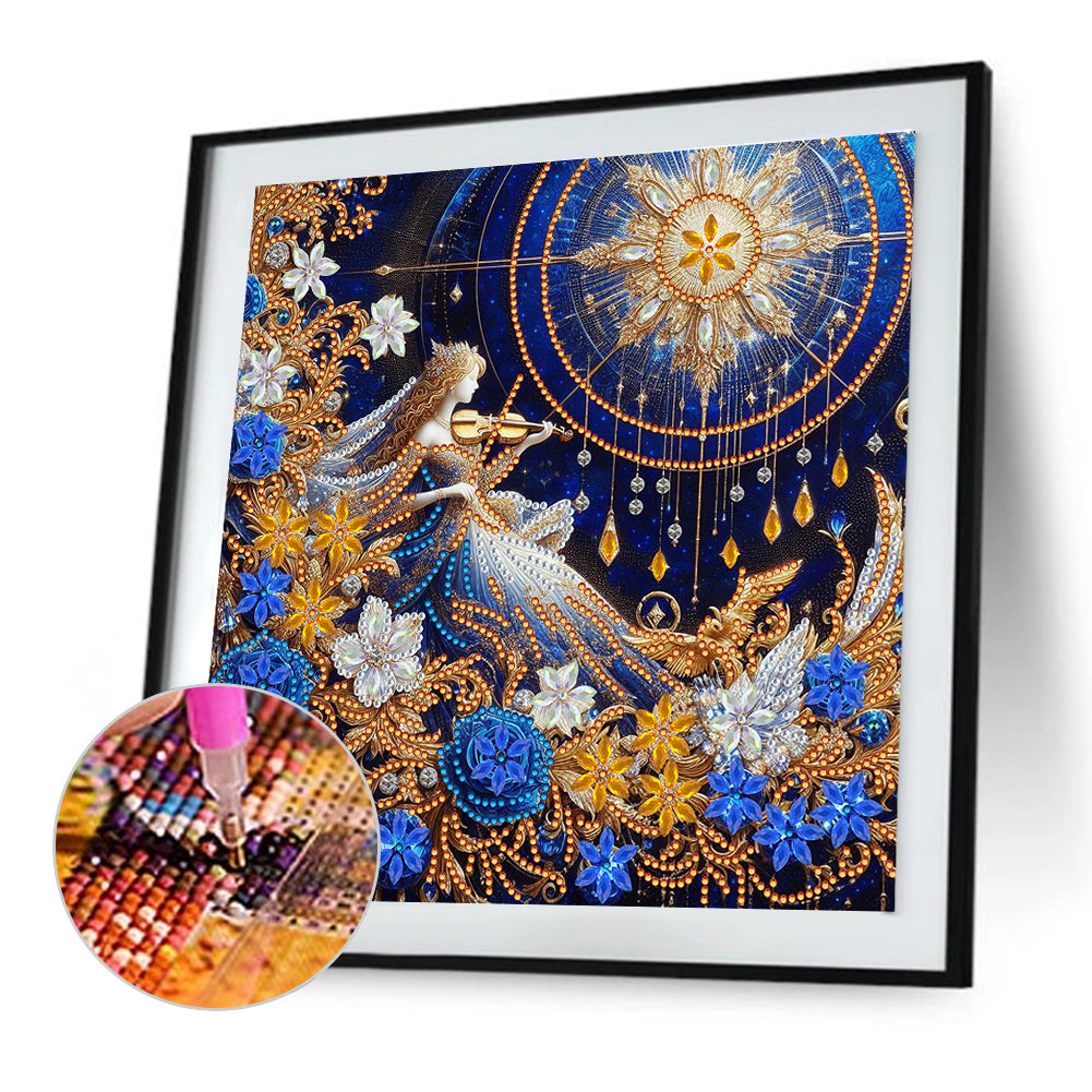 Flower Violin Performance - Special Shaped Drill Diamond Painting 30*30CM