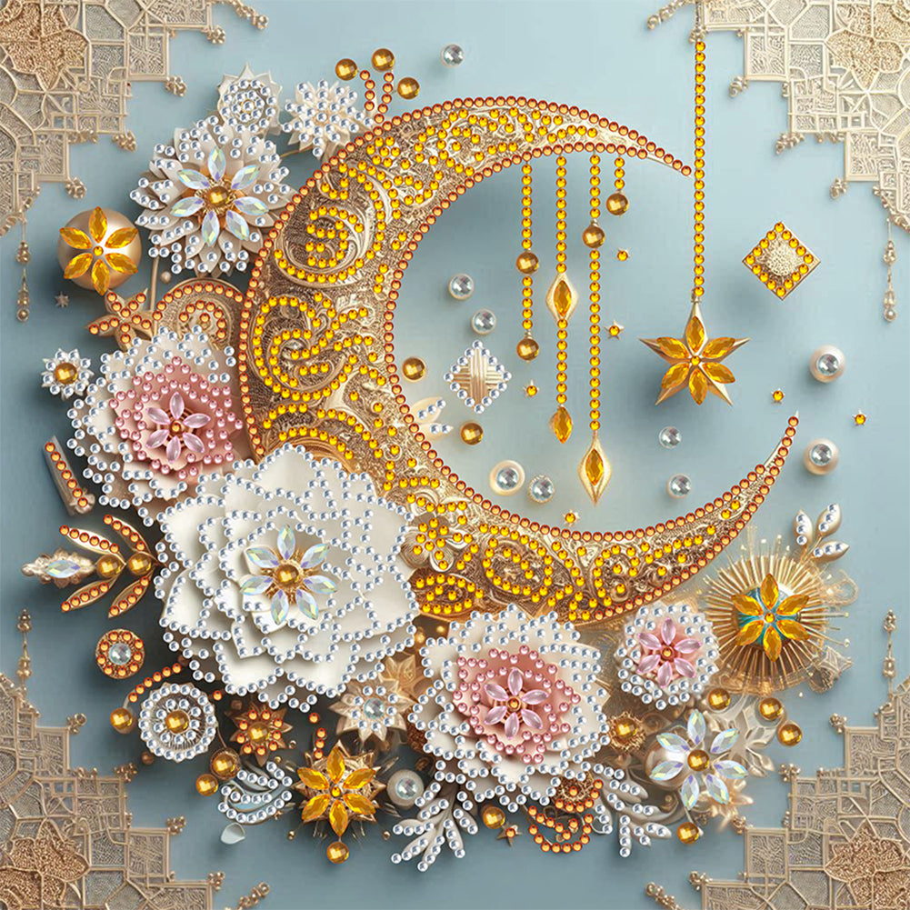 Flower Crescent - Special Shaped Drill Diamond Painting 30*30CM
