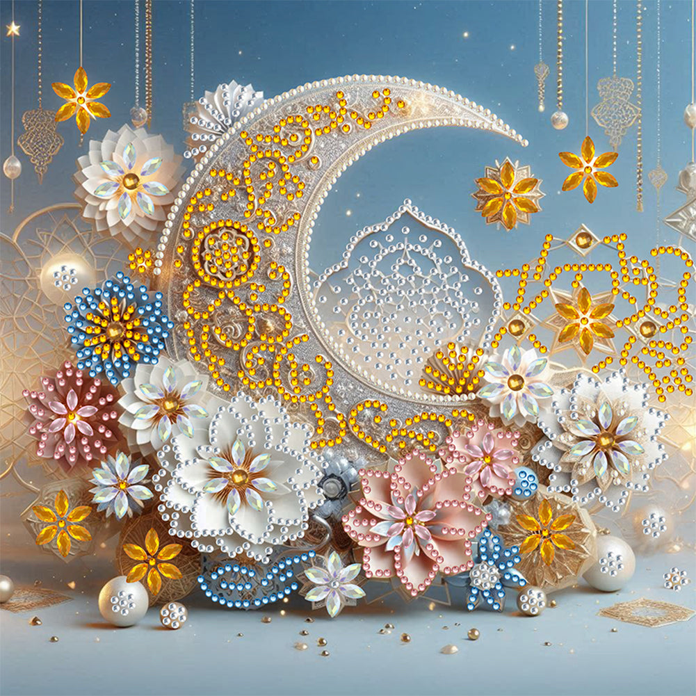 Flower Crescent - Special Shaped Drill Diamond Painting 30*30CM