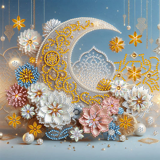 Flower Crescent - Special Shaped Drill Diamond Painting 30*30CM