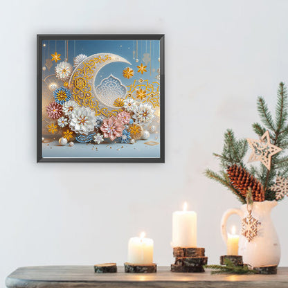 Flower Crescent - Special Shaped Drill Diamond Painting 30*30CM