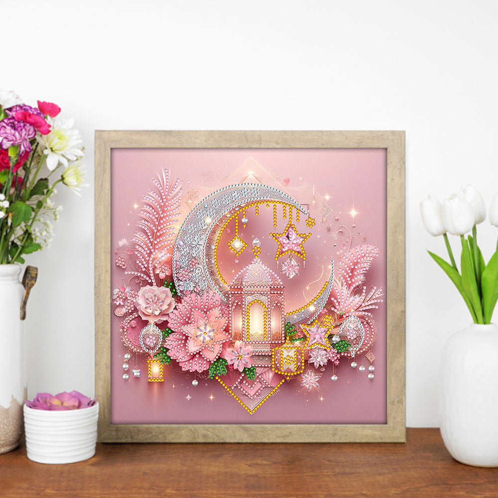 Light Feather Crescent - Special Shaped Drill Diamond Painting 30*30CM