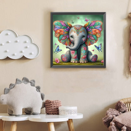 Butterfly Elephant - Full Round Drill Diamond Painting 30*30CM
