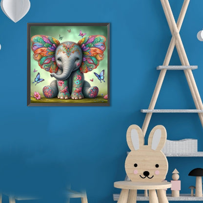 Butterfly Elephant - Full Round Drill Diamond Painting 30*30CM