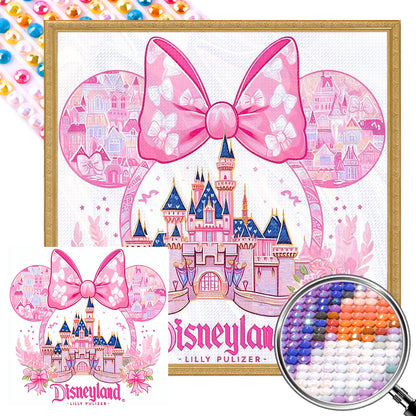 Pink Disney Castle - Full AB Round Drill Diamond Painting 40*40CM