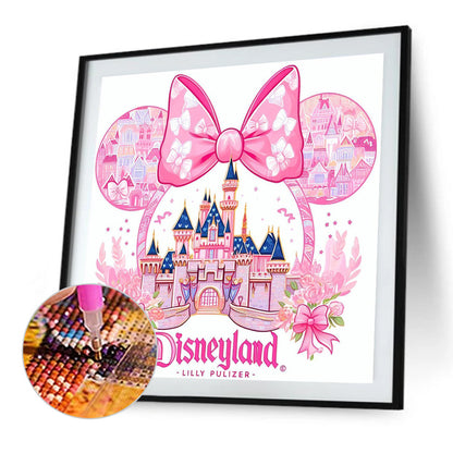 Pink Disney Castle - Full AB Round Drill Diamond Painting 40*40CM