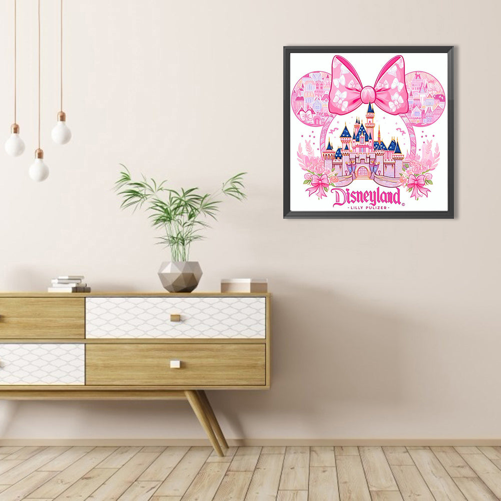 Pink Disney Castle - Full AB Round Drill Diamond Painting 40*40CM