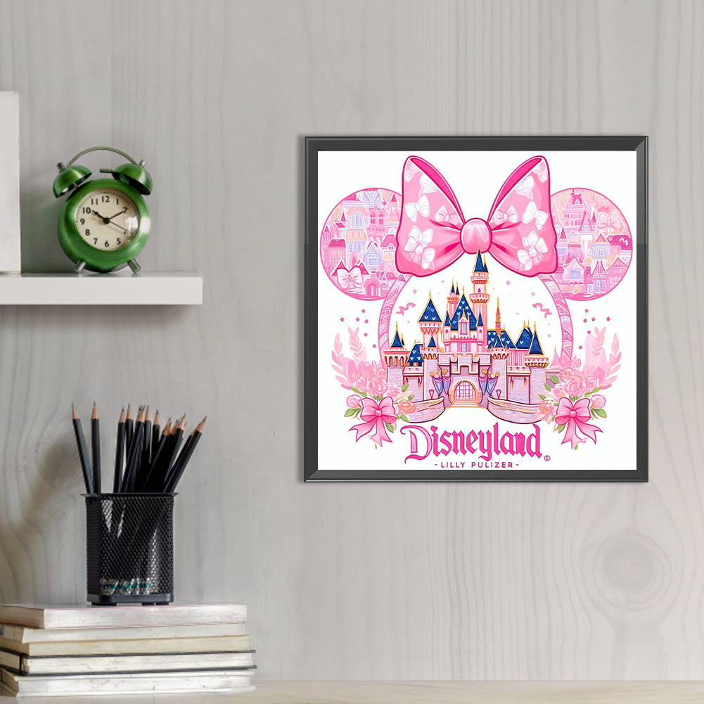 Pink Disney Castle - Full AB Round Drill Diamond Painting 40*40CM