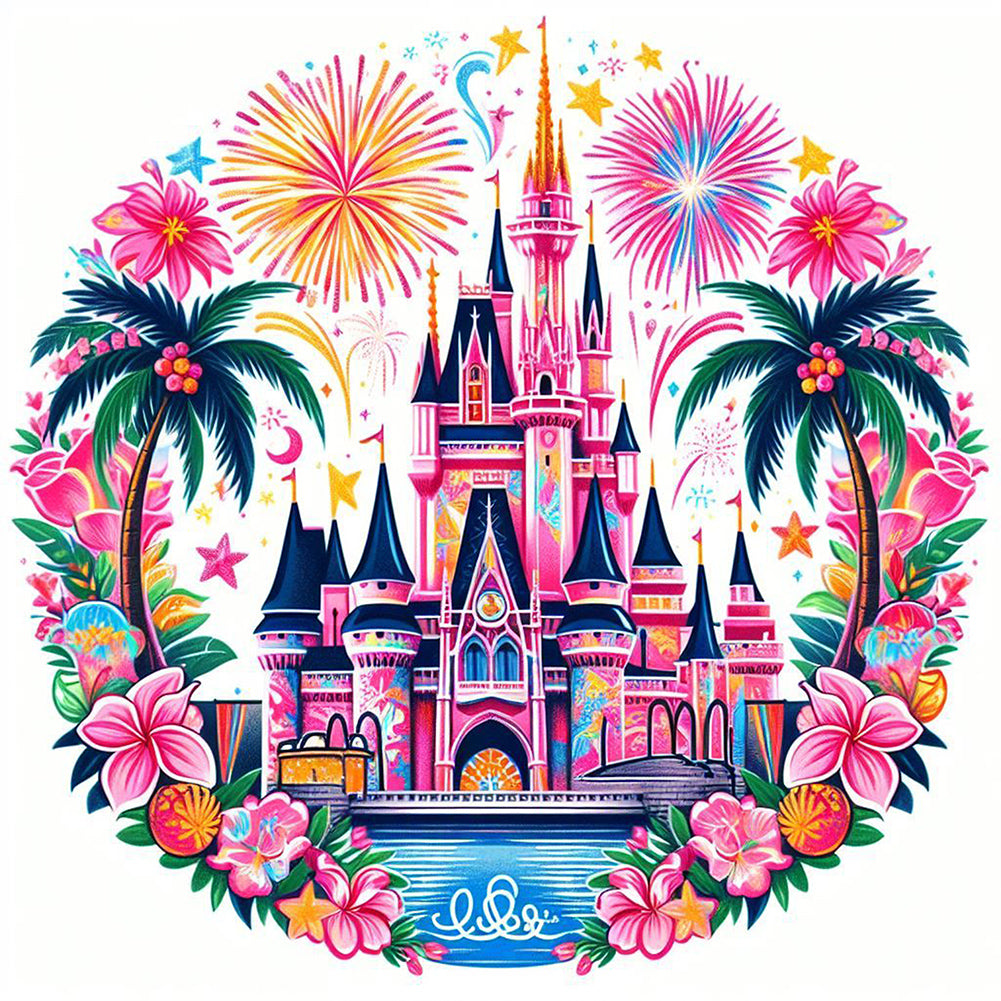 Disney Fireworks Castle - Full AB Round Drill Diamond Painting 40*40CM