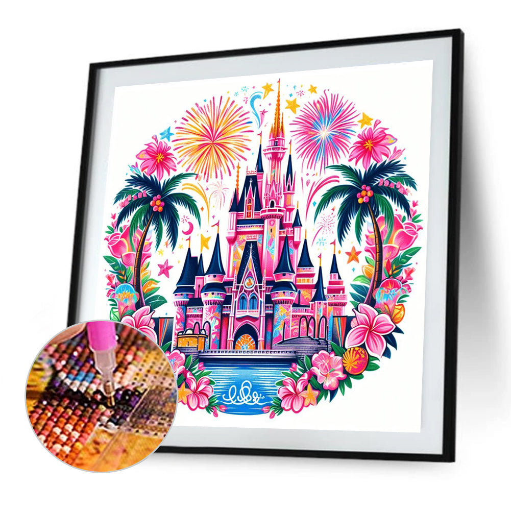 Disney Fireworks Castle - Full AB Round Drill Diamond Painting 40*40CM