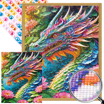Flowers And Dragons - Full AB Round Drill Diamond Painting 40*50CM