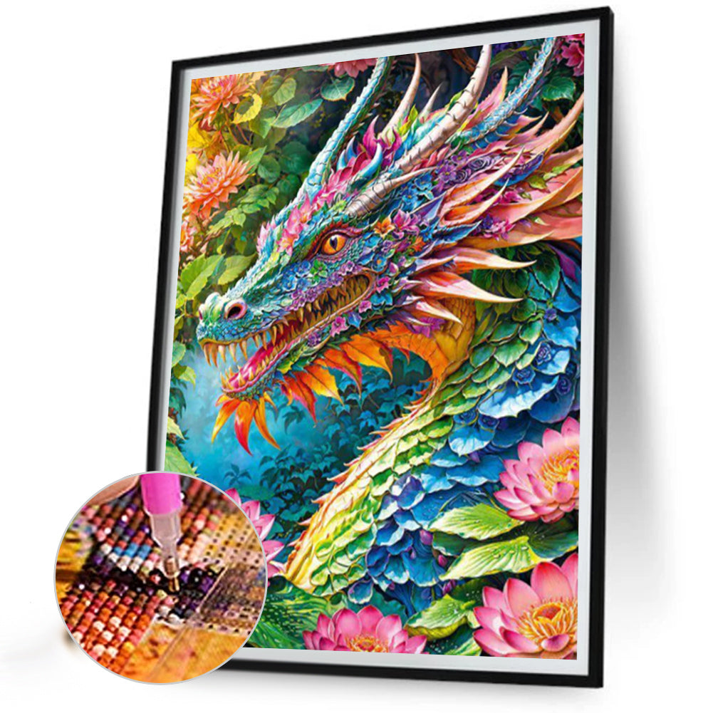 Flowers And Dragons - Full AB Round Drill Diamond Painting 40*50CM