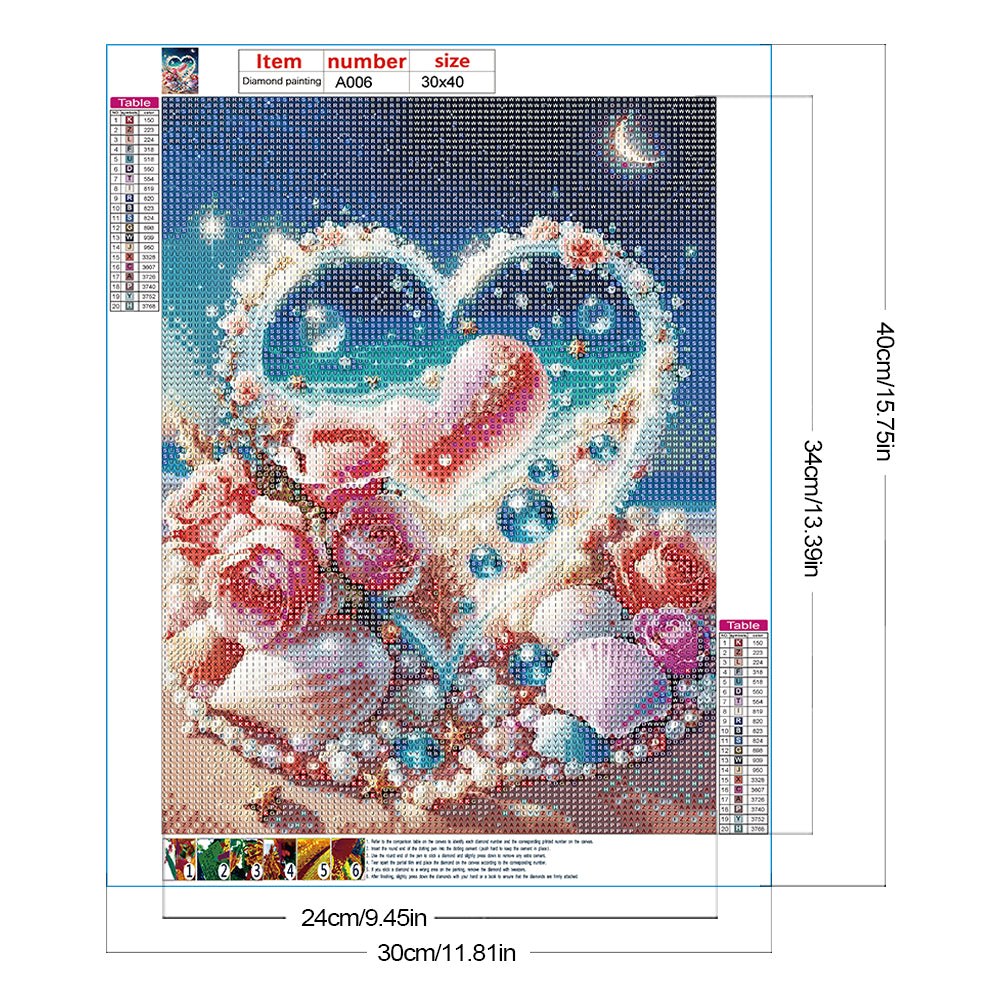 Rose Pearl Heart - Full Round Drill Diamond Painting 30*40CM