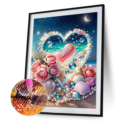 Rose Pearl Heart - Full Round Drill Diamond Painting 30*40CM