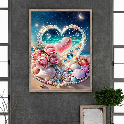 Rose Pearl Heart - Full Round Drill Diamond Painting 30*40CM