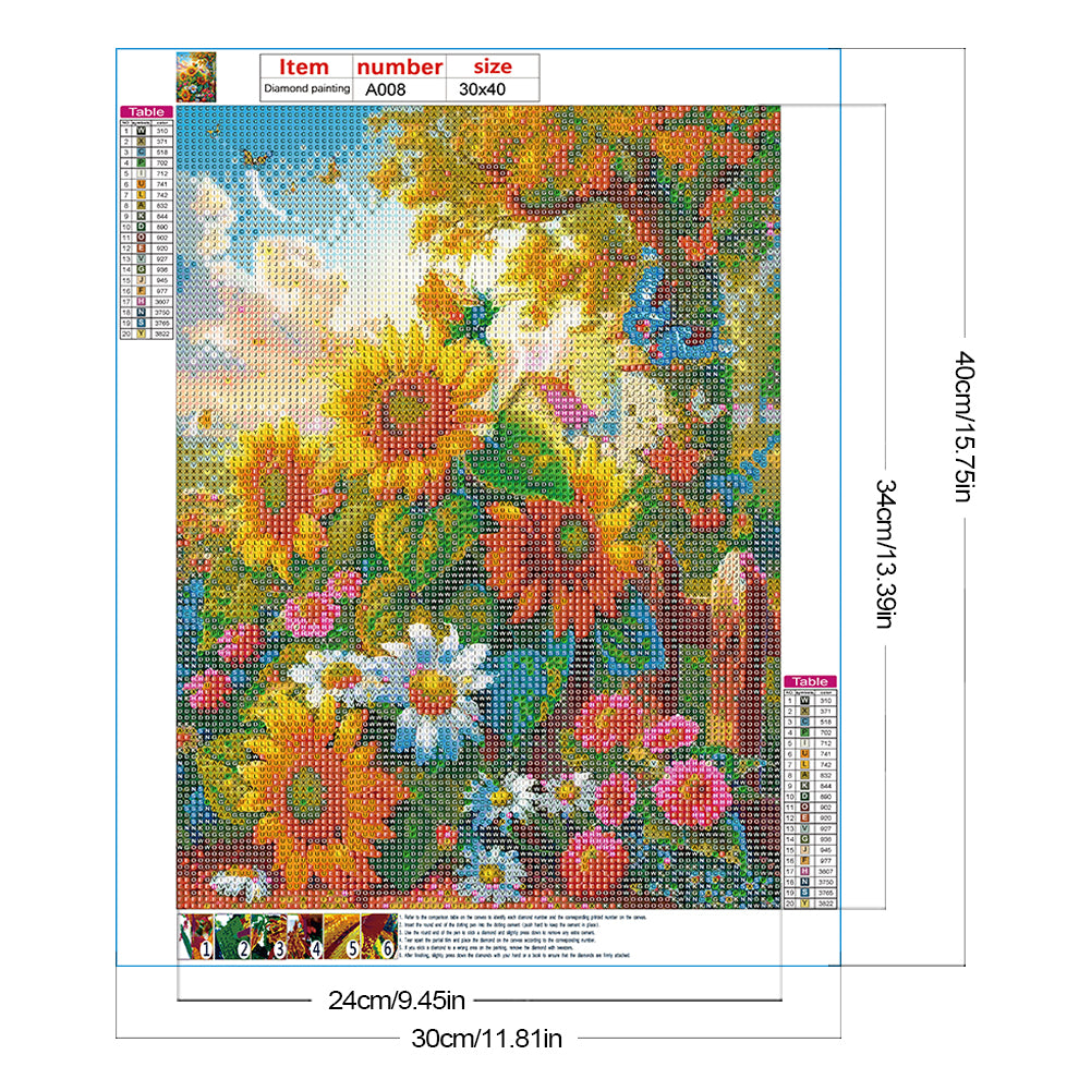 Sunflower - Full Round Drill Diamond Painting 30*40CM