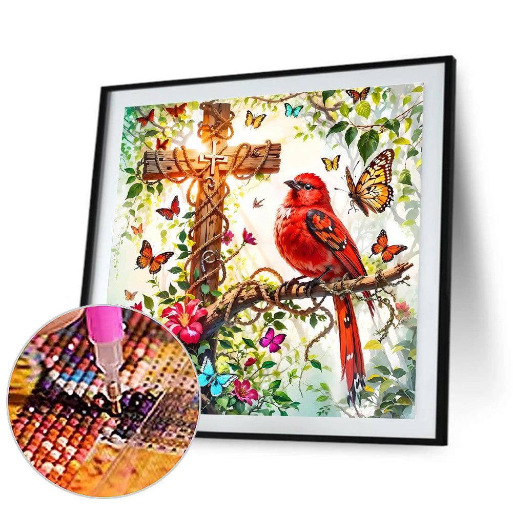 Cross Cardinal - Full Round Drill Diamond Painting 40*40CM