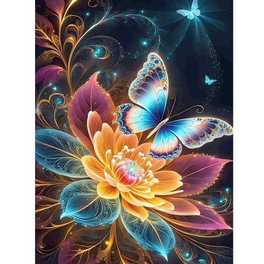 Fluorescent Butterfly - Full Round Drill Diamond Painting 30*40CM