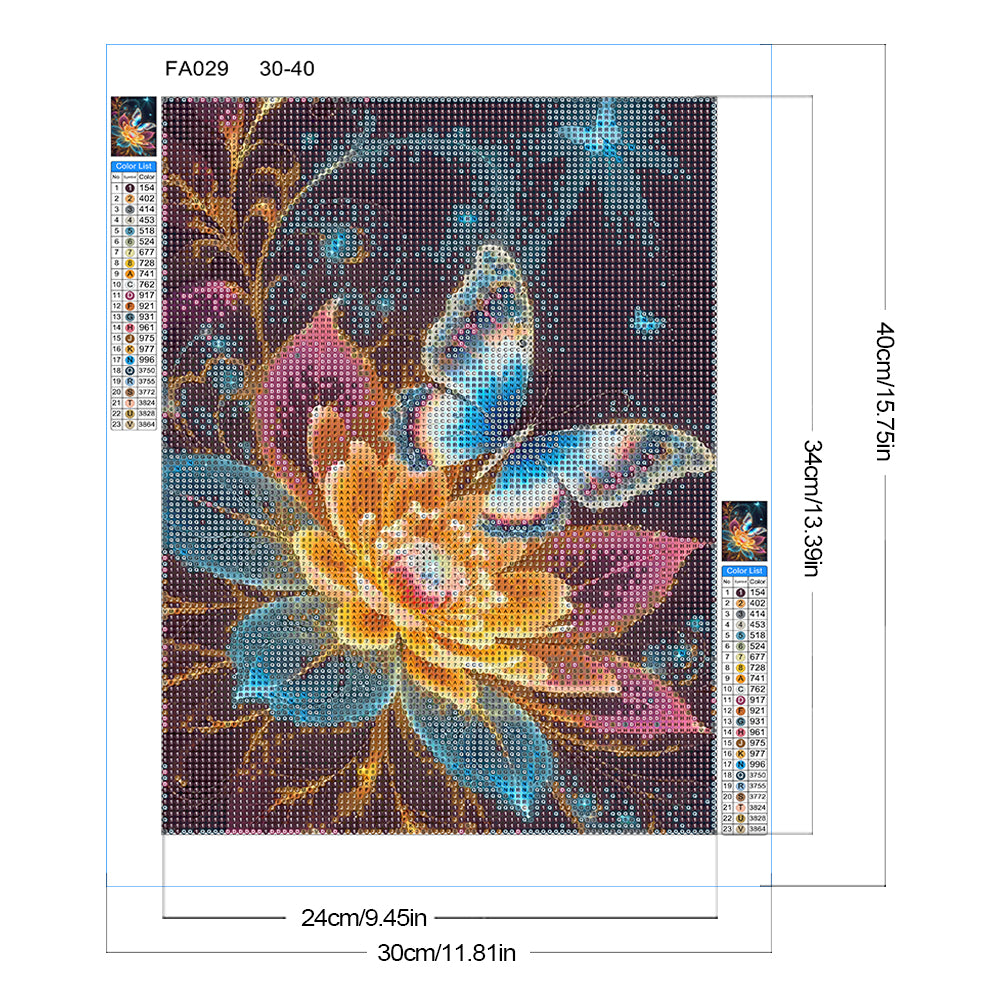 Fluorescent Butterfly - Full Round Drill Diamond Painting 30*40CM