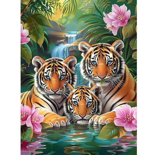 Three Tigers - Full Round Drill Diamond Painting 30*40CM