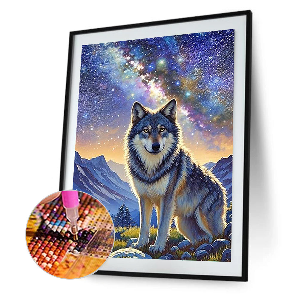 Galaxy Wolf - Full Round Drill Diamond Painting 30*40CM