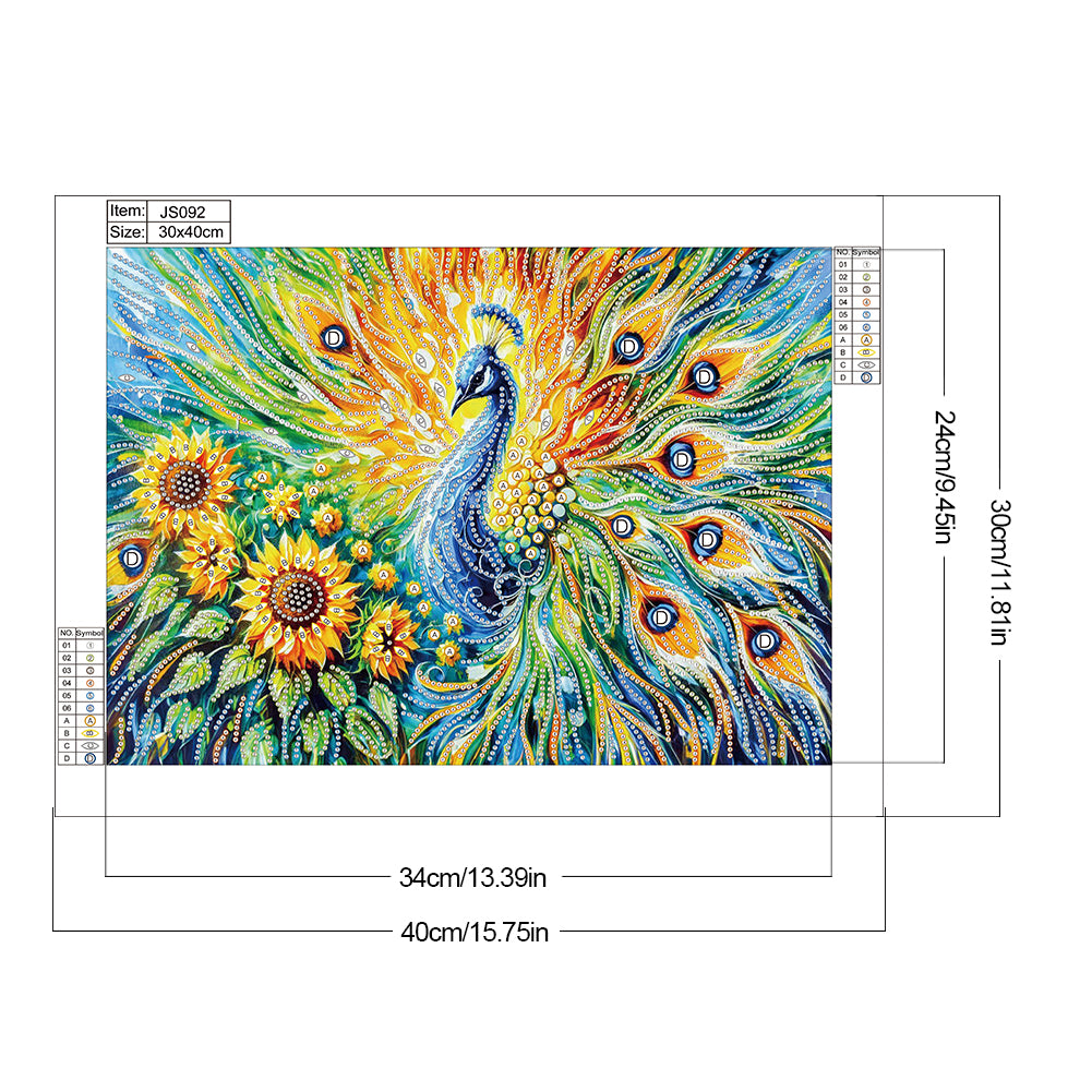 Sunflower Peacock - Special Shaped Drill Diamond Painting 40*30CM