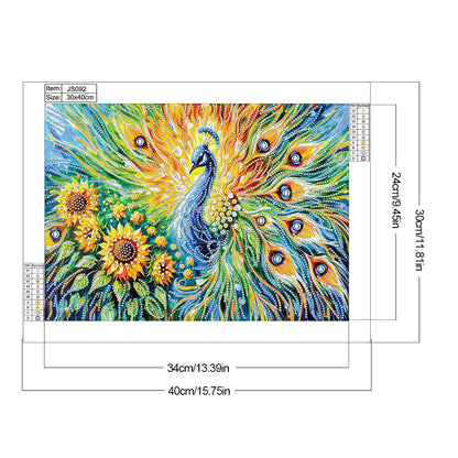 Sunflower Peacock - Special Shaped Drill Diamond Painting 40*30CM