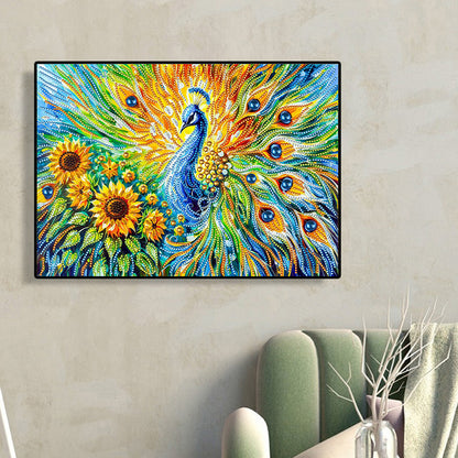 Sunflower Peacock - Special Shaped Drill Diamond Painting 40*30CM