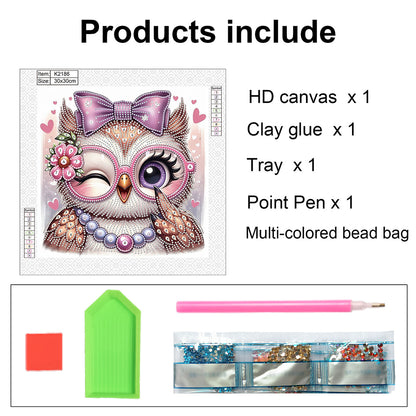 Cartoon Owl - Special Shaped Drill Diamond Painting 30*30CM