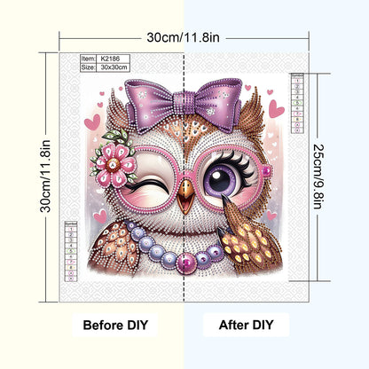Cartoon Owl - Special Shaped Drill Diamond Painting 30*30CM